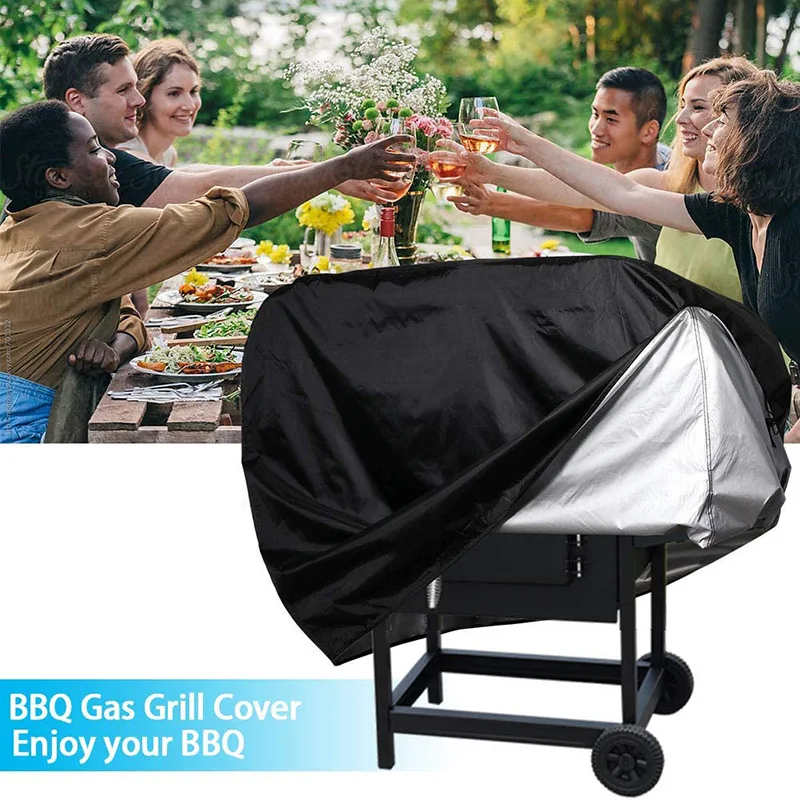 210D BBQ Cover Anti-Dust Black Waterproof Weber Heavy Duty Charbroil Grill Cover Rain Protective Barbecue Cover Round