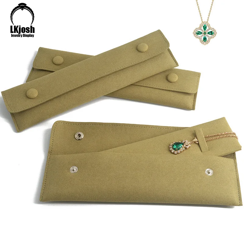 

Fashion Jewelry Packaging Dustproof Bag Pendant Necklace Bracelet Bag Imitation Leather Cloth Bag Grass Green Logo Customization