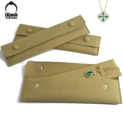Fashion Jewelry Packaging Dustproof Bag Pendant Necklace Bracelet Bag Imitation Leather Cloth Bag Grass Green Logo Customization