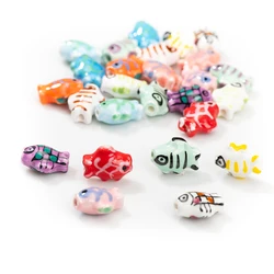 5pcs Multi-color Cartoon Fish Hand-painted Ceramic Beads Jewelry Bracelet Necklace Handmade DIY Production Accessories Z710