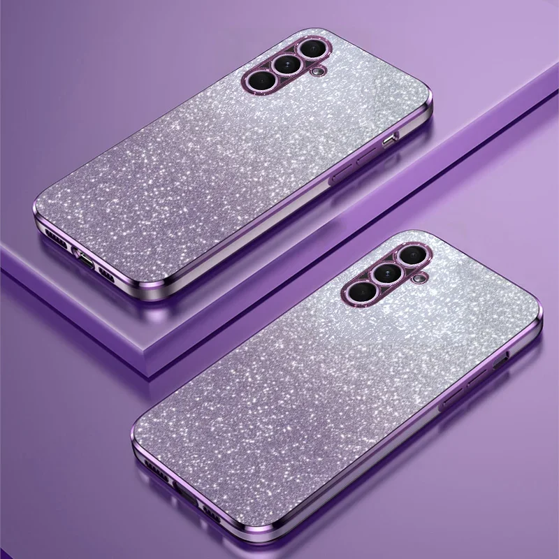 Per Samsung Galaxy A54 A53 A52 A55 A13 A34 A33 A24 A52S A14 5G 4G custodia Glitter placcatura di lusso Cover trasparente antiurto per telefono