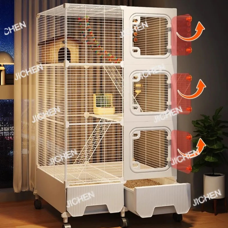 قفص السنجاب السلكي متعدد المستويات من JC، موئل طويل القامة للغاية، قفص فيلا شينشيلا كبير الحجم، منزل لعب الحيوانات الأليفة سهل التنظيف