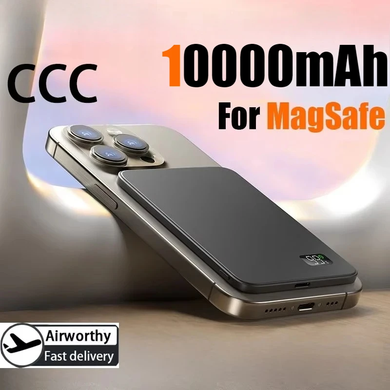 Banca di potere sottile con certificazione 3C da 10000 mAh Ultra per display batteria portatile a ricarica rapida wireless magnetica MagSafe
