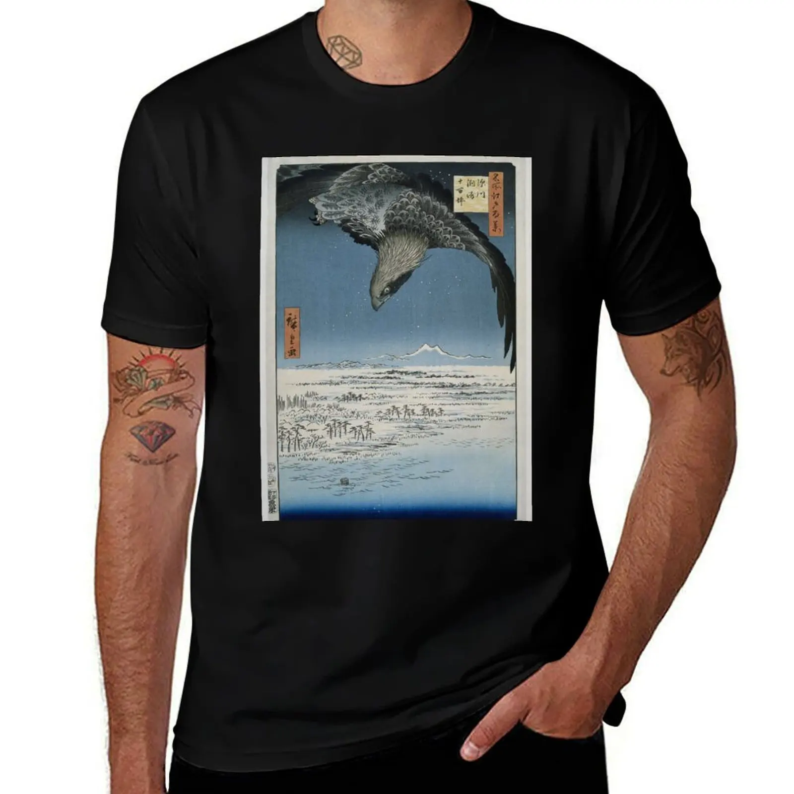 Футболка HIROSHIGE HAWK UKIYO-E, прочная повседневная рабочая футболка