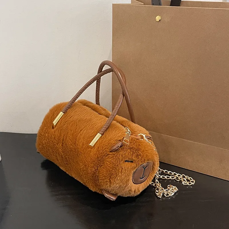 Kapybara Plush Crossbody Bag New Cute Plush Kapybara Bucket Bag Large Capacity Capybara Shoulder Crossbody Bag Bucket Bag