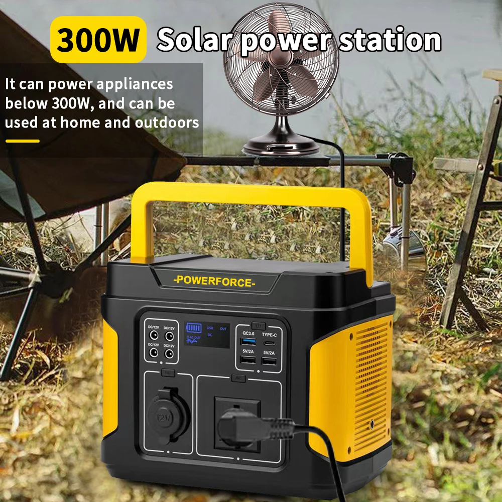 POWERFORCE Power Station 300W LiFeP04 Emergency Backup Battery Generator PD65W 66000mAh Power Supply for Camping Outdoor RV Home