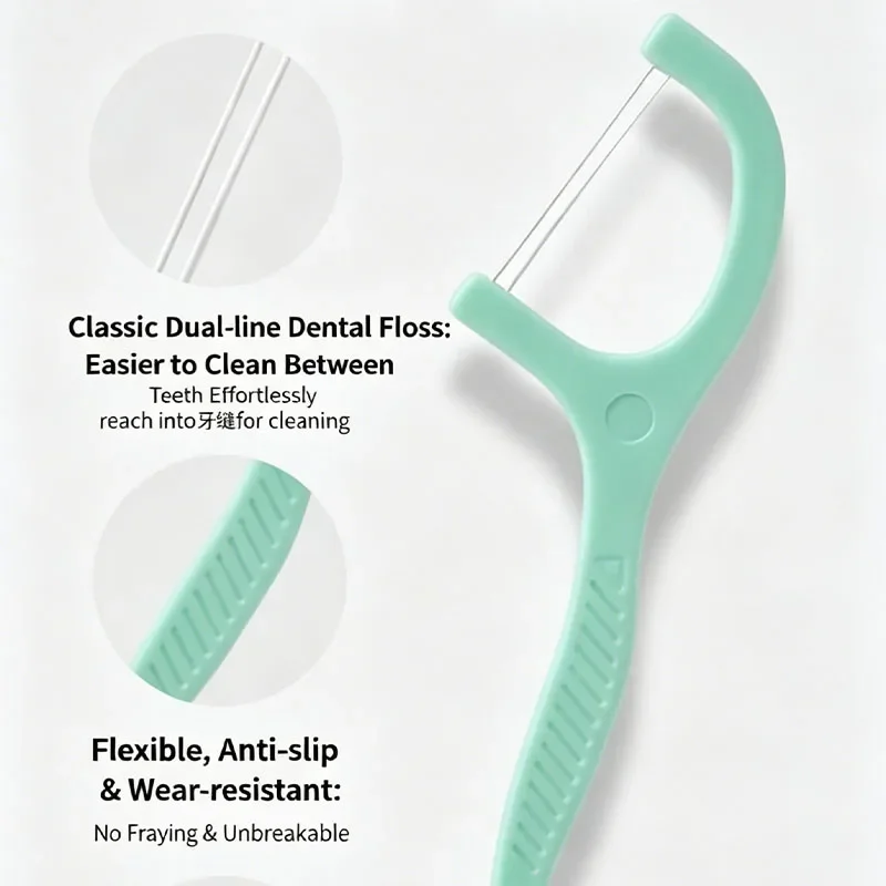 1/2/4packMint Double Line Dental Floss Picks Portable Boxed Disposable Tooth Floss Stick Deep Clean Oral Care Teeth Cleaning Flo