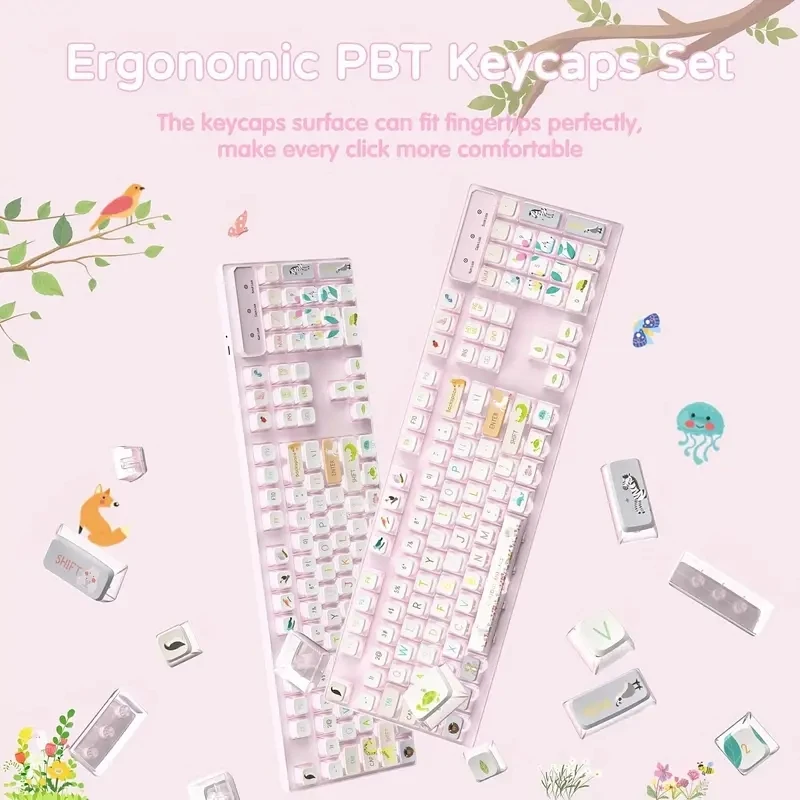 

Pudding Translucent Keycaps Zoo Animal Keycap ASA Profile PBT PC Dye-Sub Keycaps for Mechanical Keyboard Girls Keycaps Set