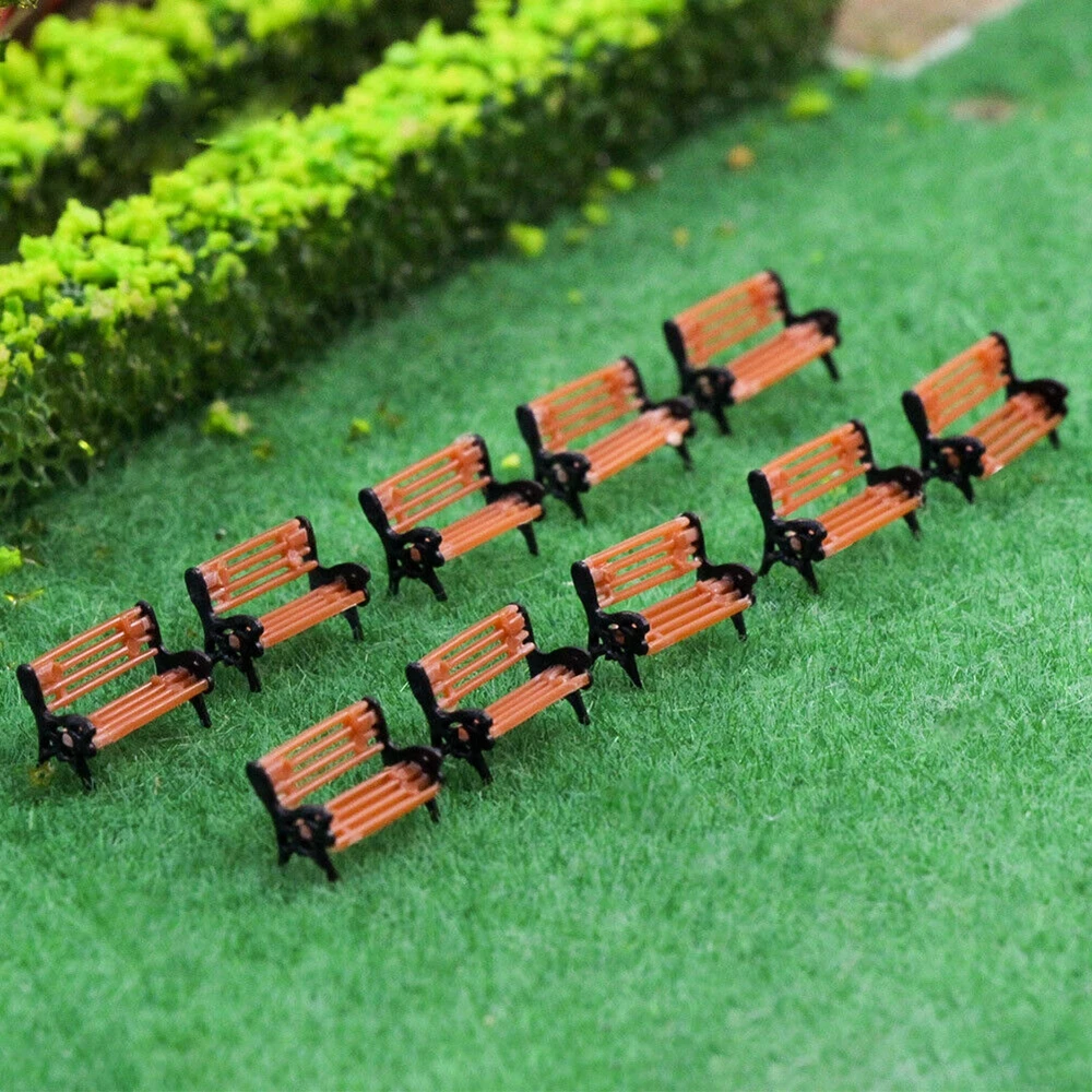 10Pcs 1:30/50/87/100/150 HO Scale Model Train Bench Chair Settee Street Park Railway Layout Plastic Crafts Home Decor Kids Toys