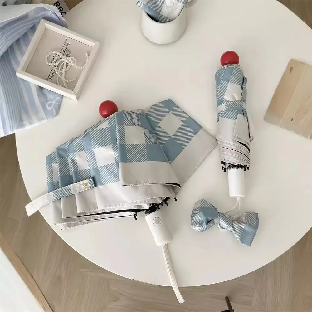 Dual-Use Automatic Umbrella Minimally Designed Grid UV Protection Sun Shading Folding for Sun And Rain
