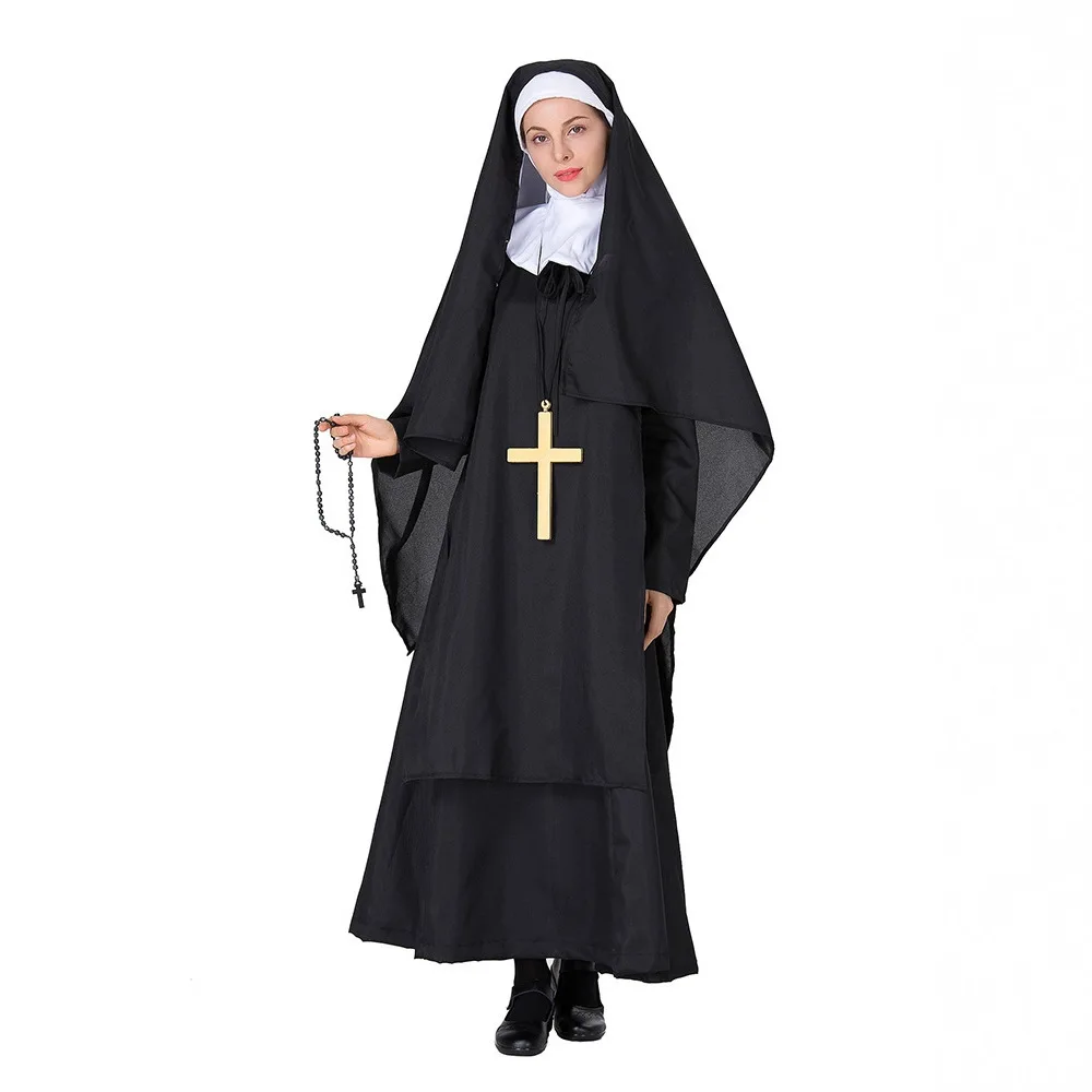 

New loween Performance Costume Mary e Nun Suit Dance Par Priest Outfit Women's Faion Stage Clothing Traditional Chi...