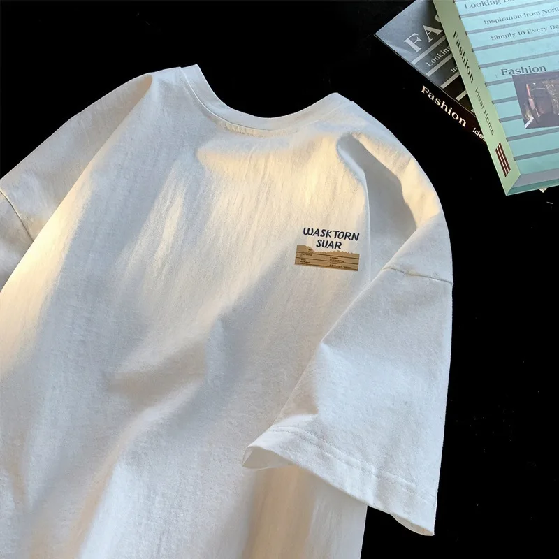 

Summer New Casual Loose Men's Short Sleeve T-shirt Korean Fashion Harajuku Oversized Cotton Tops Graphic T Shirts Men Clothing