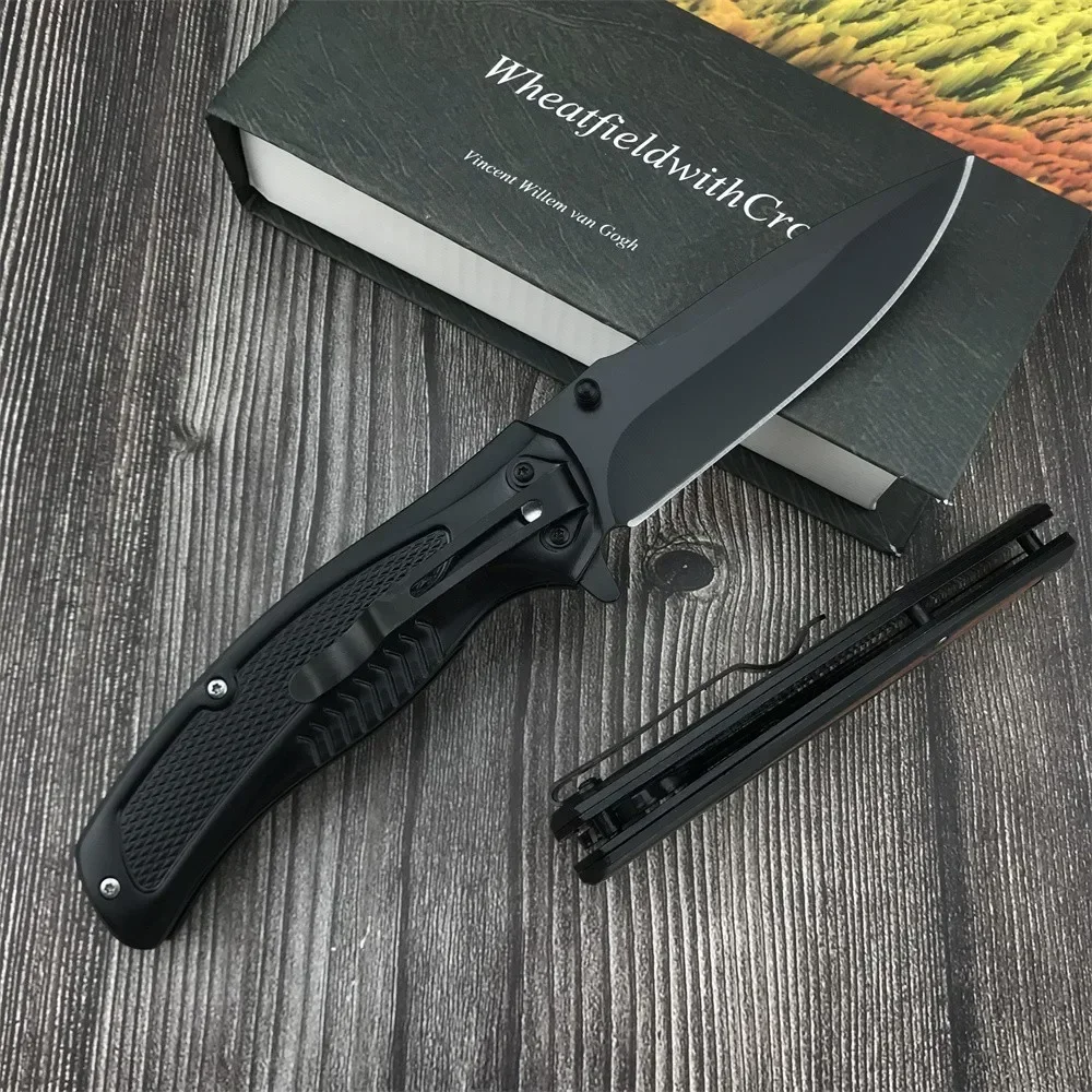 HUAAO DA315 Flipper Folding Pocket Knives 8Cr13Mov Blade Wooden Handle Combat Hunting Knife Outdoor Camping Survival EDC Tool