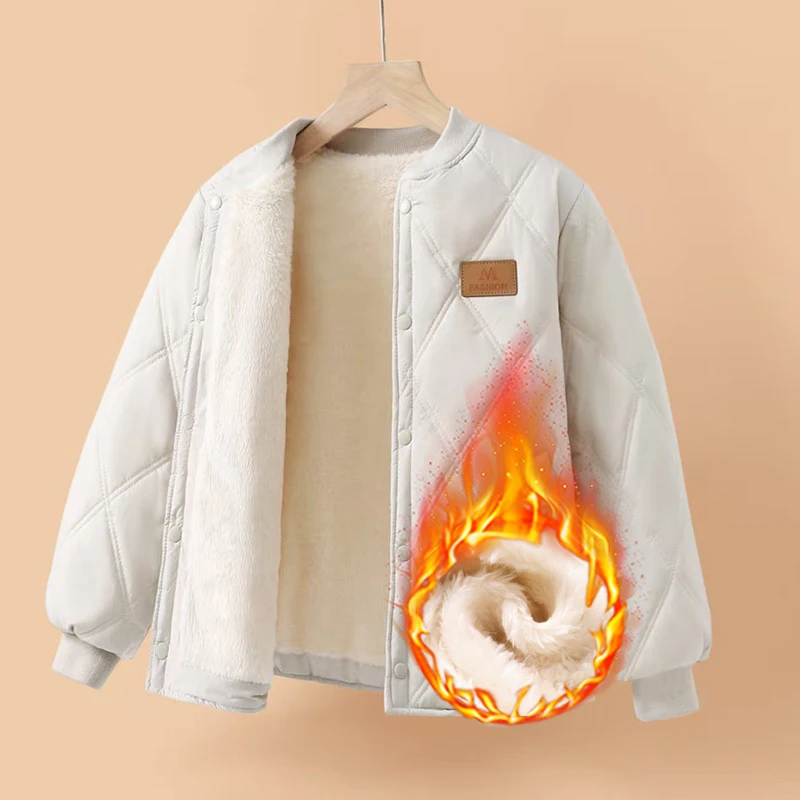 Neue Herbst-Winter-Jacke für Teenager-Jungen, einfarbig, dick, mit Samtfutter, warmer Mantel für 5-14 Jahre, Kinder-Oberbekleidung. – Detail 3