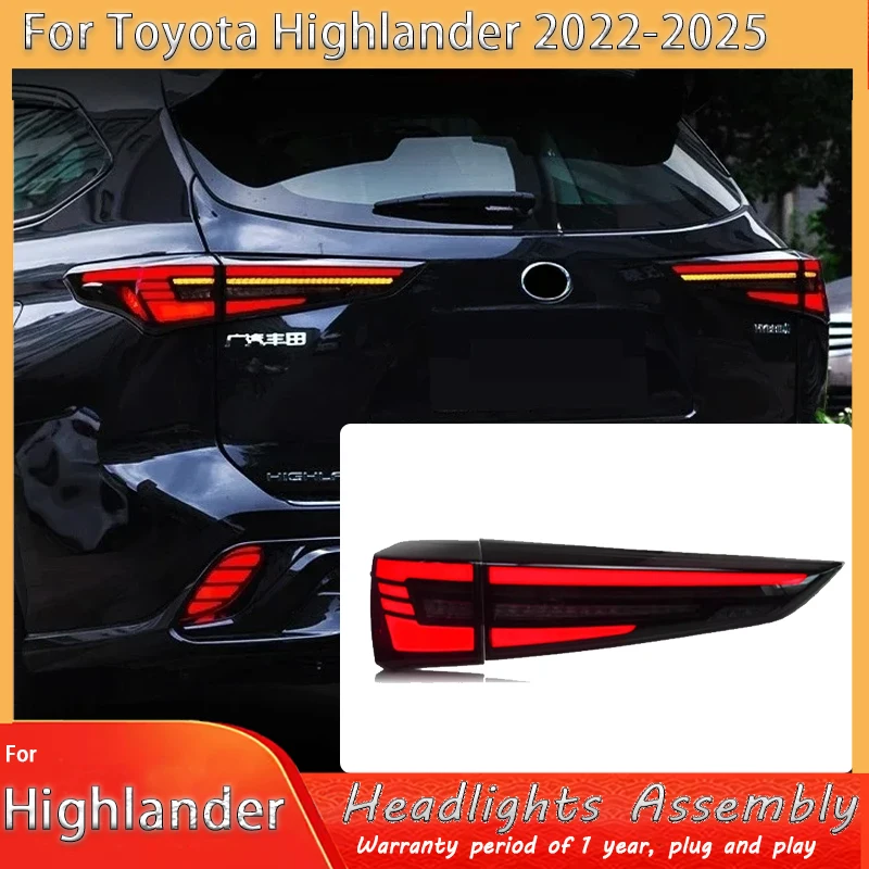 Car LED Tail Light Accessories For Toyota Highlander 2022-UP Auto Rear Fog DRL Brake Turn Signal Lamp Plug and Play