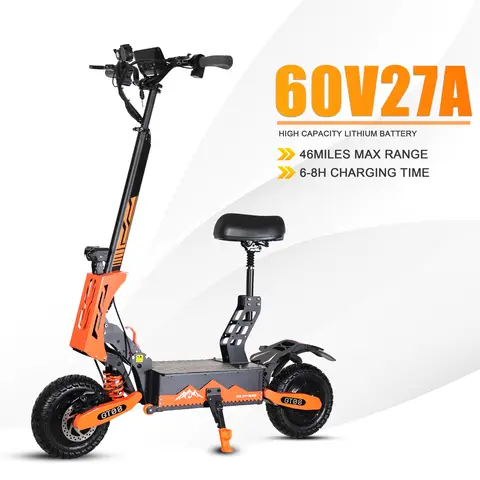 Arwibon 5600W Adult Electric Scooter Dual Motor Top Speed 46MPH,60V27AH, 11-inch Off-Road Tires Sport Folding eScooter with Seat