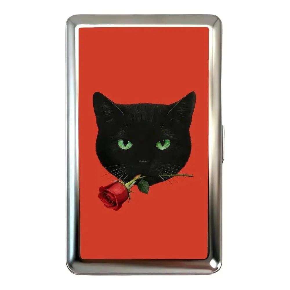Art Deco Metal Card Holder Hard Shell Printed Lid Metal Wallet Slim Rounded Corners Money Organizer Minimalist Carry
