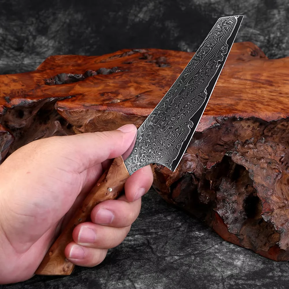 

Japanese 5"Utility Knife,Handcrafted Kitchen Knife Sharp Kitchen knives,VG10 Core with Damascus Steel Cladding,Pakkawood Handle