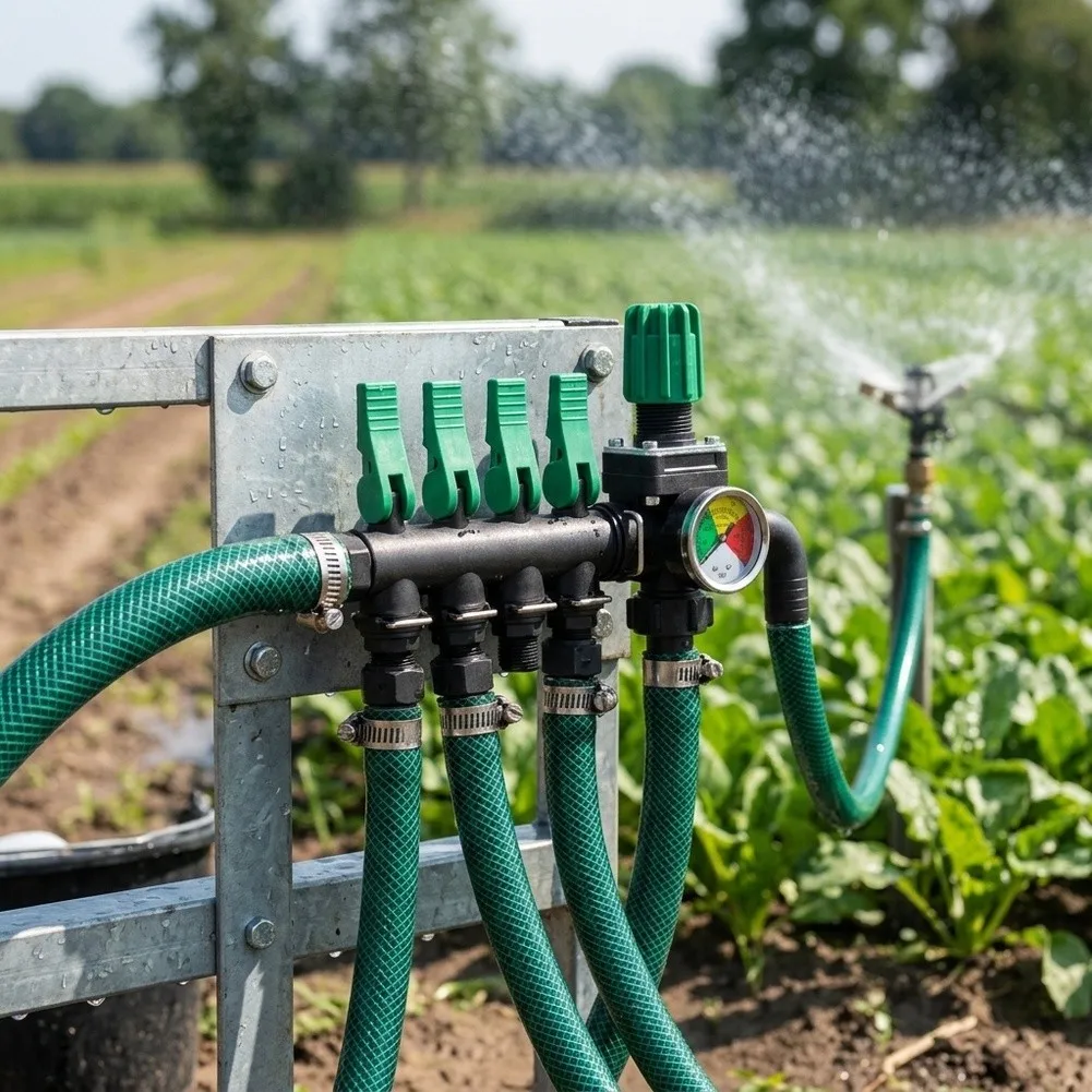 ABS 3 Way Water Splitter Valve for Irrigation for System Sprayer Control with 3 Hose Outlets Dimensions 22.99x17.98x11.00 cm