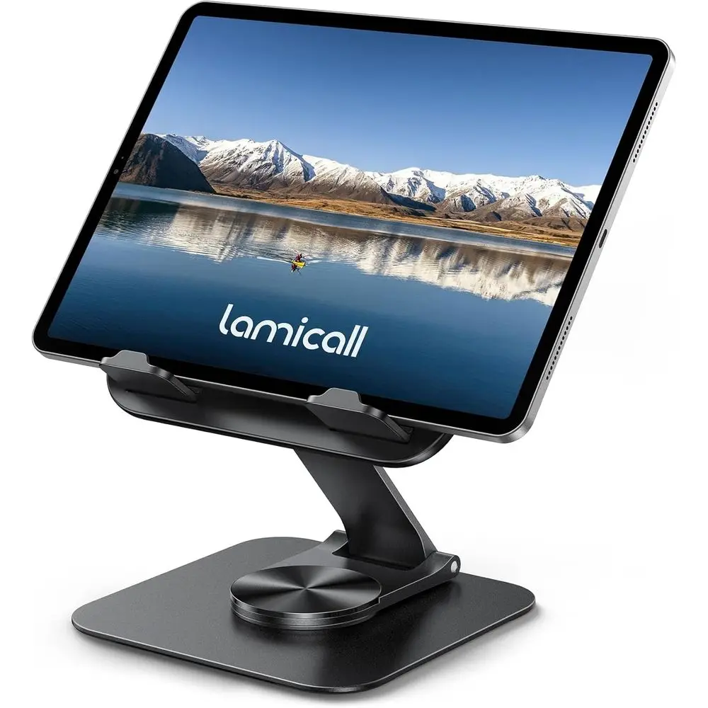 

Ультратонкая регулируемая подставка для планшета с поворотом на 360° ° Вращение экрана для устройств 4.7-13 дюймов, совместимо с iPad Pro, Air, Mini и Kindle