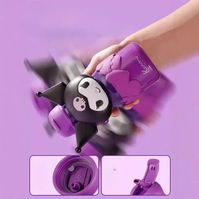 سانريو ميلودي كورومي سينامورول هالو كيتي 650 مللي كوب قارورة عازلة سعة كبيرة للأطفال لطيف ومحمول كوب بقشة هدية