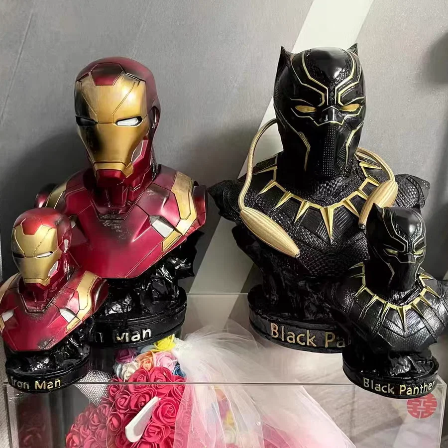 18/35CM Iron Man Panther Bust Anime Figure Statue marvel Avengers Large Figure Living Room Ornament Resin Collection Gift Toys