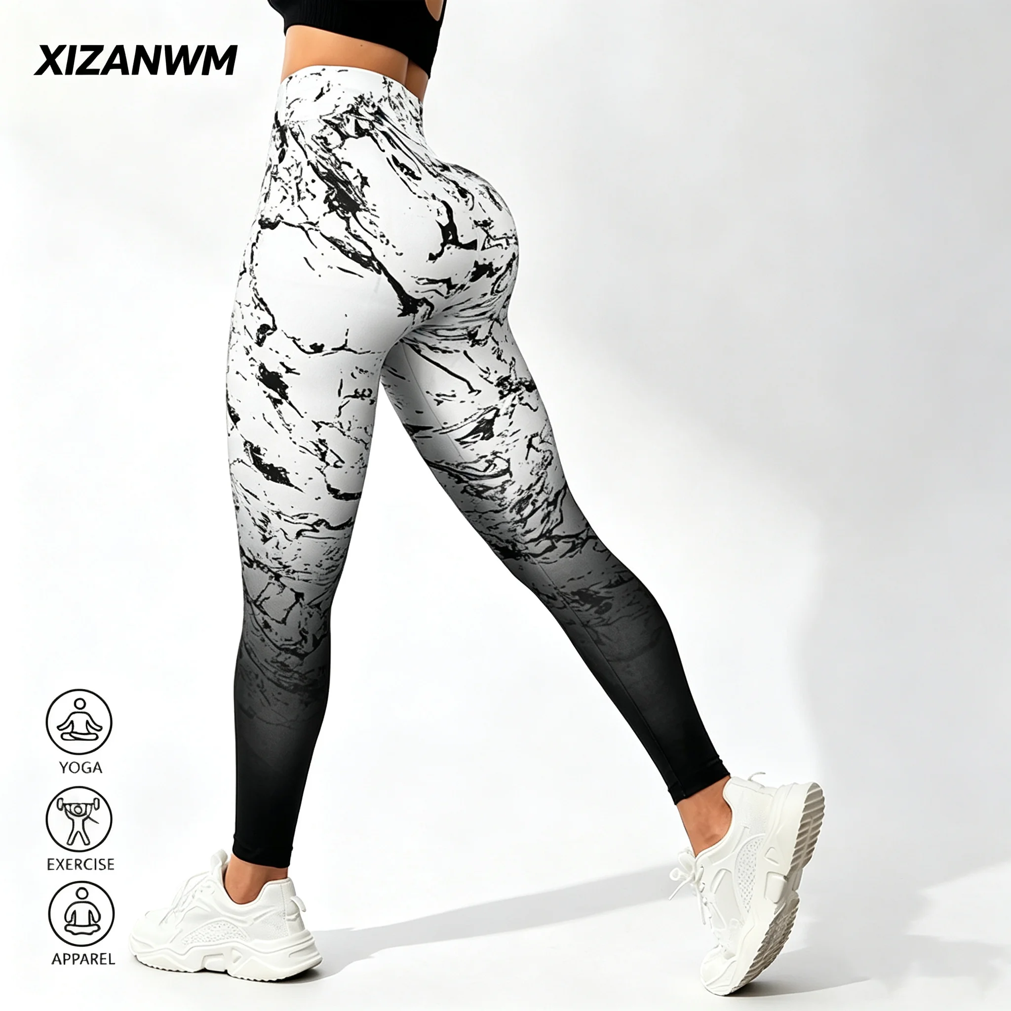 Yoga Fitness Leggings - Tie Dye Spor Taytı Kadın Yüksek