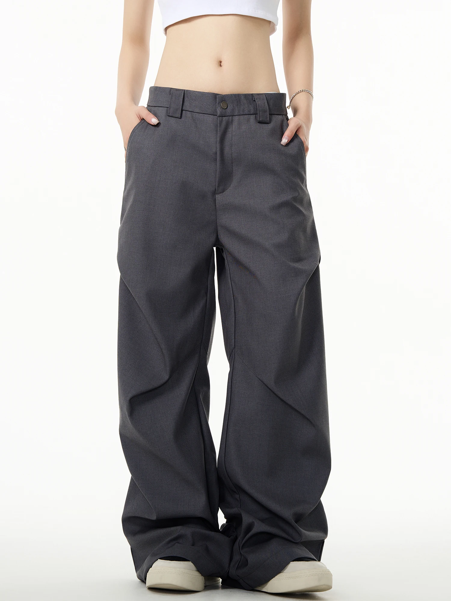 

Американские повседневные брюки свободного кроя, прямые, с плиссировкой, молодежные, для повседневной носки, длинные брюки, модный тренд