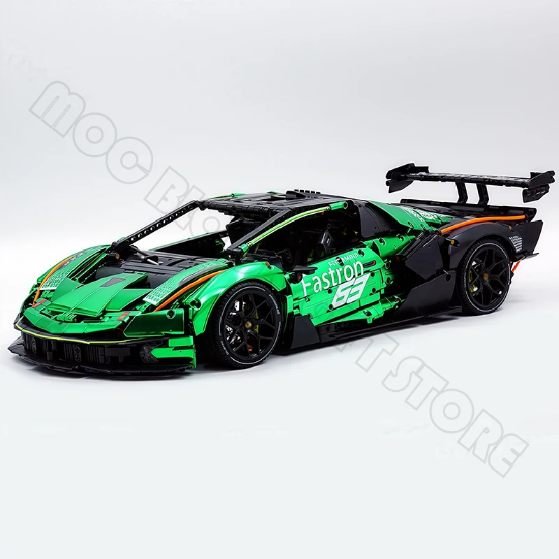 MOCBUILD High-Tech Speed Champions LaNbo SCV12 Racing Car Model T5050 Plating Building Block Brick 1:8 Scale Children Toys Gifts