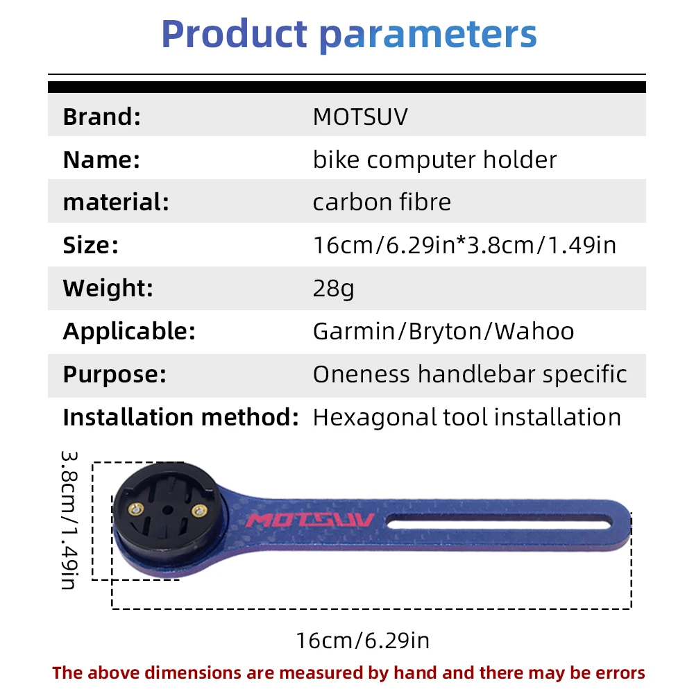MOTSUV Bike Carbon Fiber Computer Mount Stem, Mount Holder, Table Rack for Garmin, Bryton, Wahoooo Road Bicycle Stopwatch Holder