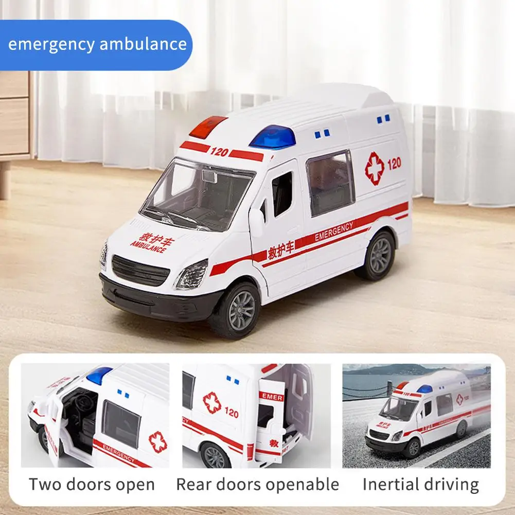 Grande carro do brinquedo da ambulância para jogar e aprender a criança, Veículo para o papel do salvamento, Pode abrir portas