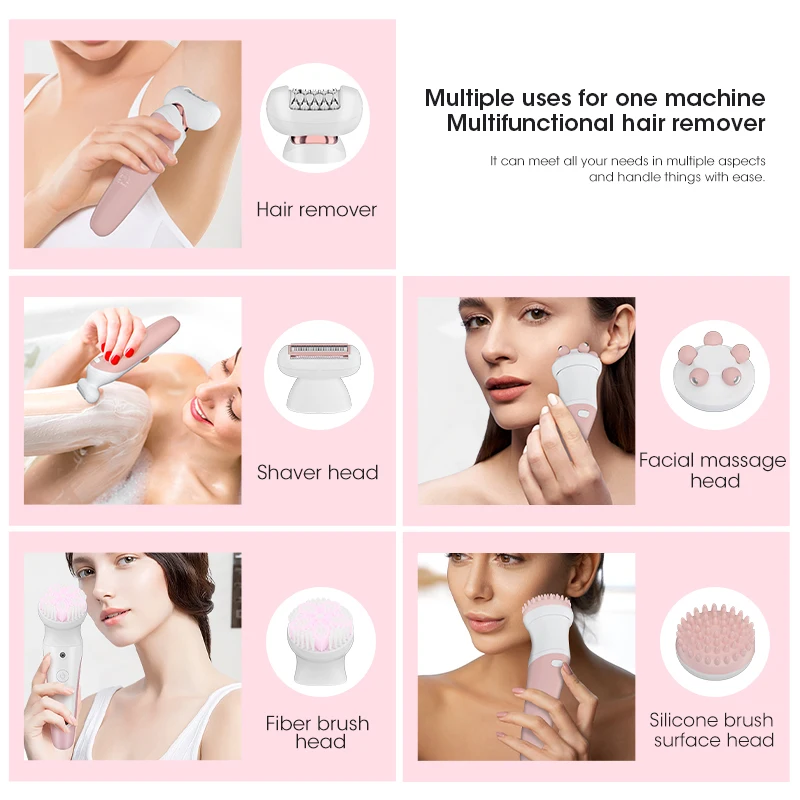 New 663 Lady Shaver 6 In1 Grooming Kit Painless IPX5 Waterproof Shaver for Women Body Lady Shaver