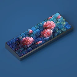 Side Letter Backlit PBT Keycaps Cherry Profile Caps for Cross Switch Mechanical Keyboard Rose Oil Painting Style 130 Keys Keycap