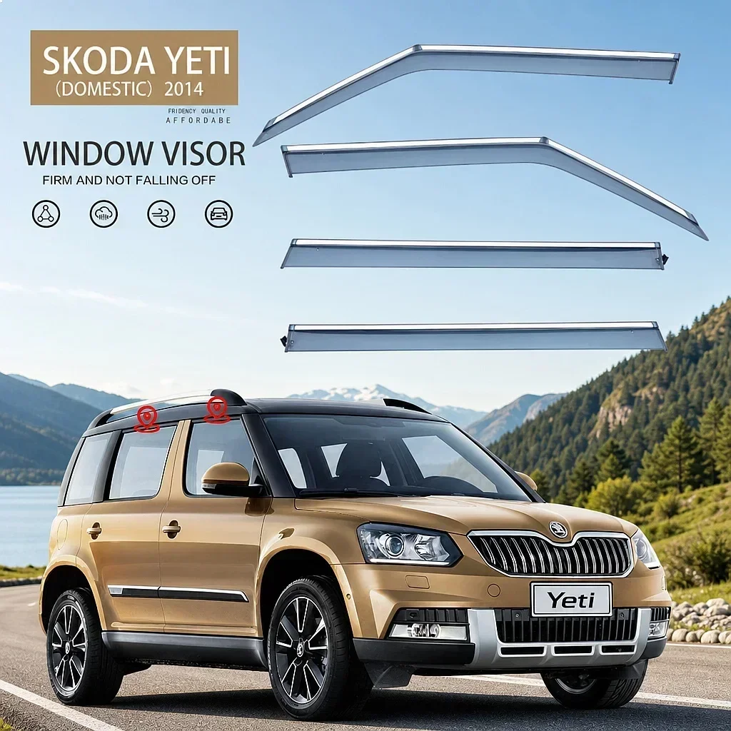 

For SKODA YETI 2009-2017 Car Window Visor Rain Sun Shade Side Shield Awning Auto Accessories