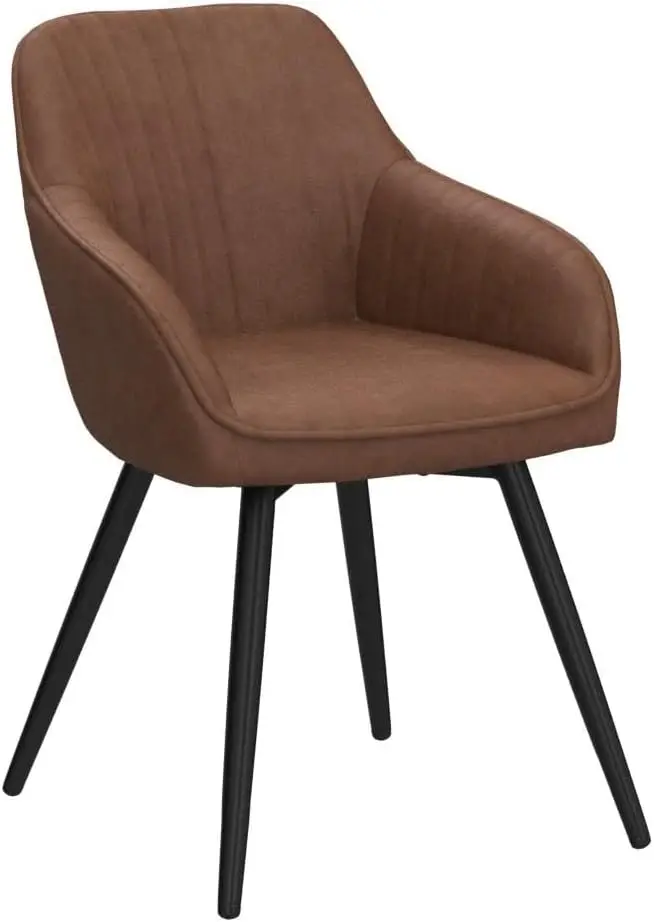 フェイクレザーアームチェア 2脚セット、ブラウン、金属脚、リビングルームラウンジ