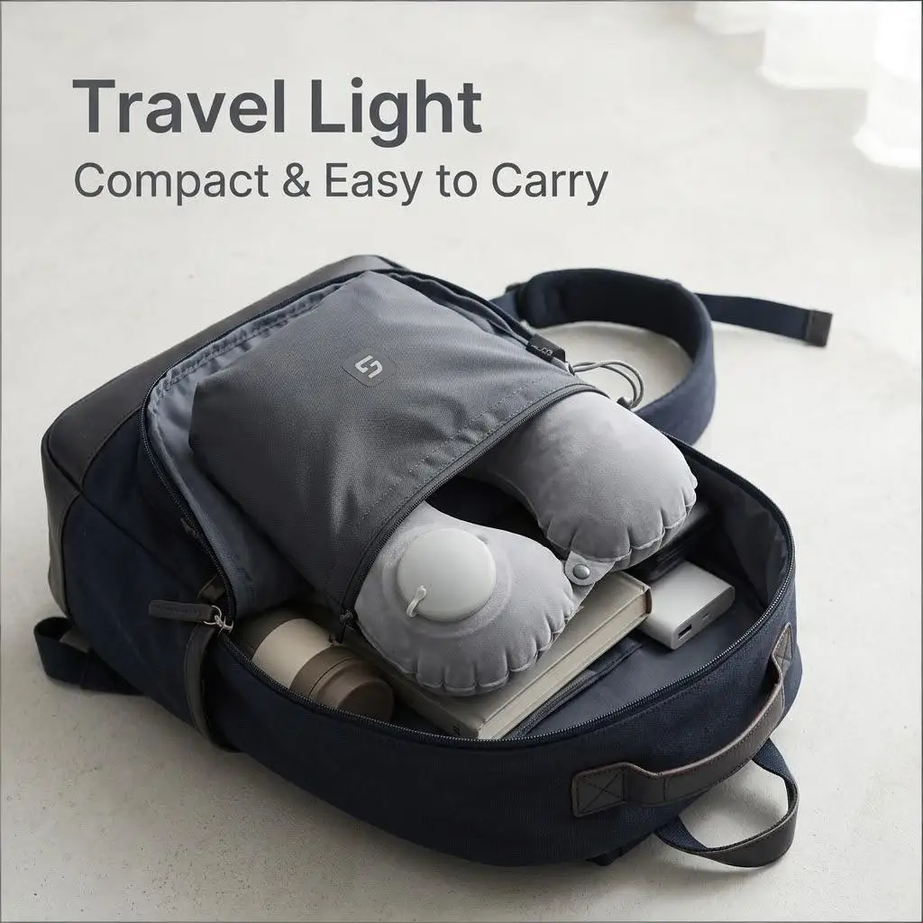 Tragbares Selbstaufblasendes Reise-Nackenkissen Ergonomisches U-förmiges Luftkissen Weiches Hautfreundliches Samtkissen für Flug und Roadtrip – Detail 3