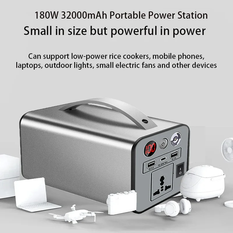 For Outdoor Camping Portable Power Station 32000mAh 180W Outdoor Large Capacity Powerful Powerbank Emergency External Battery