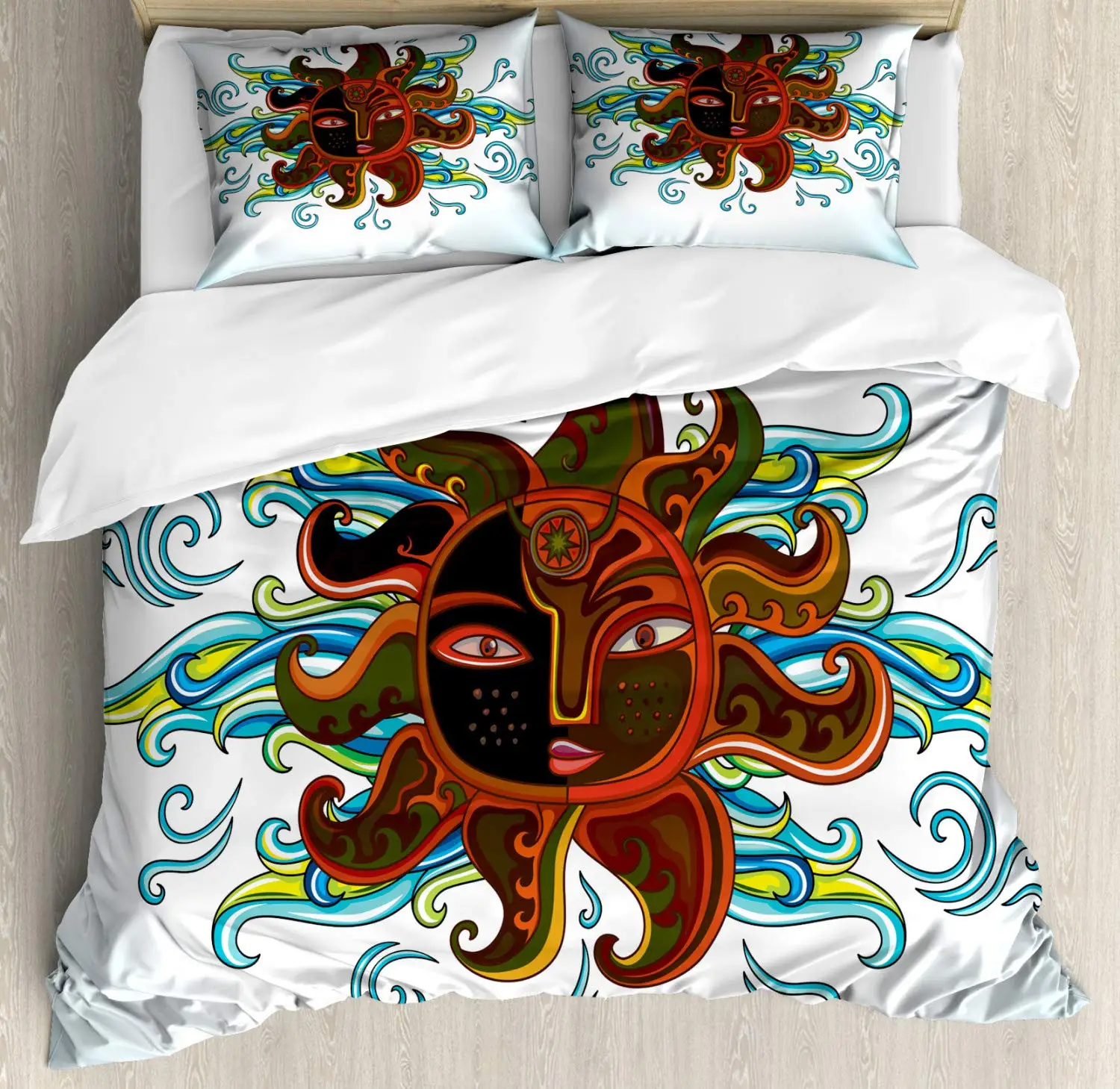 

The Ancient Aztec Calendar Print Bedding Set Mayan Culture Duvet Cover Set With Pillowcase Polyester Quilt Cover Queen Bed Set