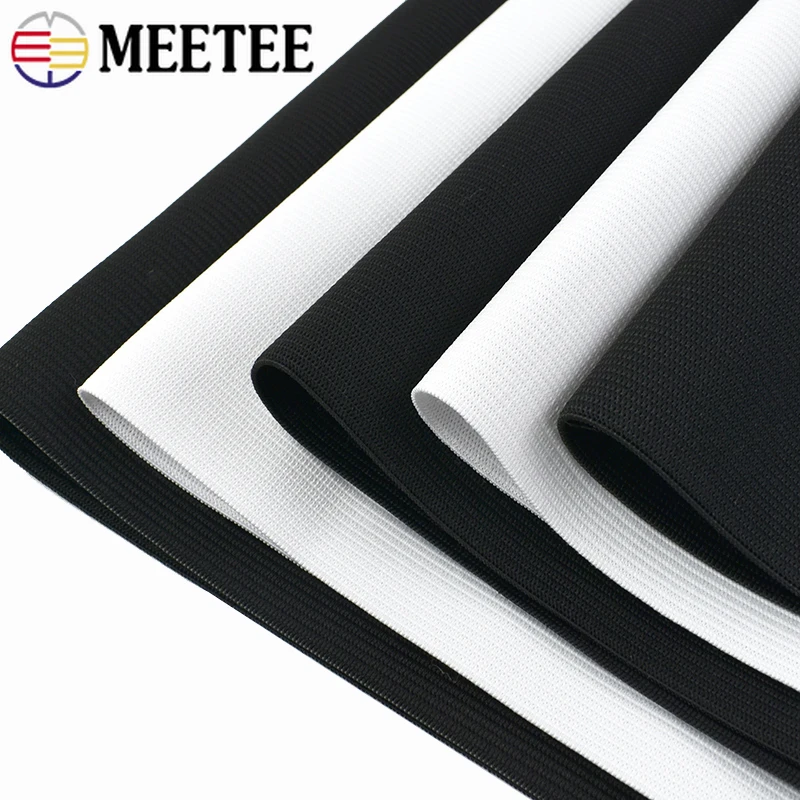 1M Meetee 7-50cm Crochet Elastic Bands Black White Stretch Tape Wrist Waist Rubber Band Clothes Spring Strap Sewing Accessories