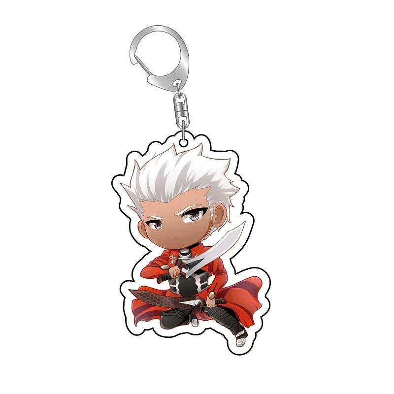 Fate Stay Night Tohsaka Rin Altria Pendragon Cartoon Keychain Kawaii Keyring Bag Parts & Trendy Gift Baji Accessory