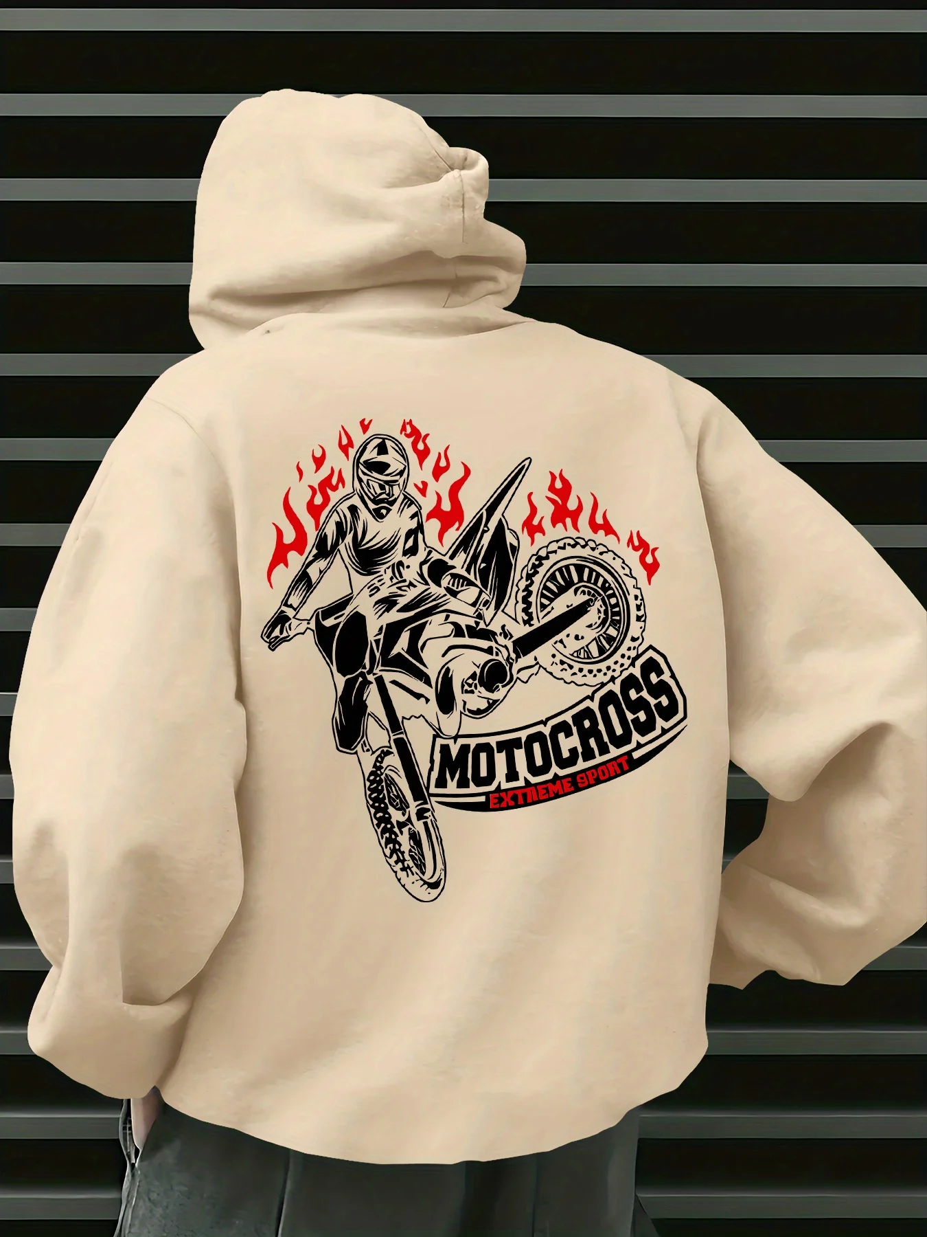 Off-road motorcycle stylish men's simple and fashionable extreme sports casual daily outdoor warm fleece pullover with hood.