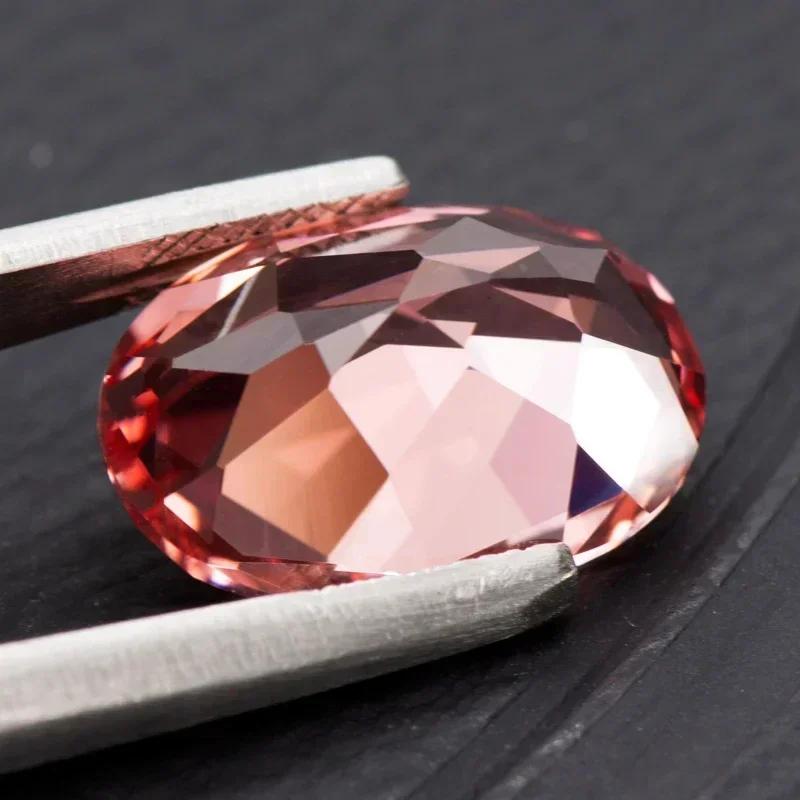 مختبر نمت Padparadscha شكل بيضاوي سحر الأحجار الكريمة وردي فاتح اللون الخرز Diy بها بنفسك خواتم مجوهرات صنع شهادة AGL قابلة للاختيار