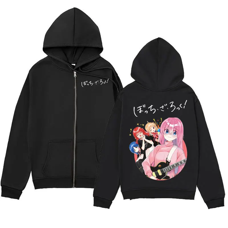 

Anime Bocchi The Rock Graphic Zipper Hoodies Men's Women's Harajuku Cartoon Zip Up Pullovers Fashion Y2k Aesthetic Sweatshirts