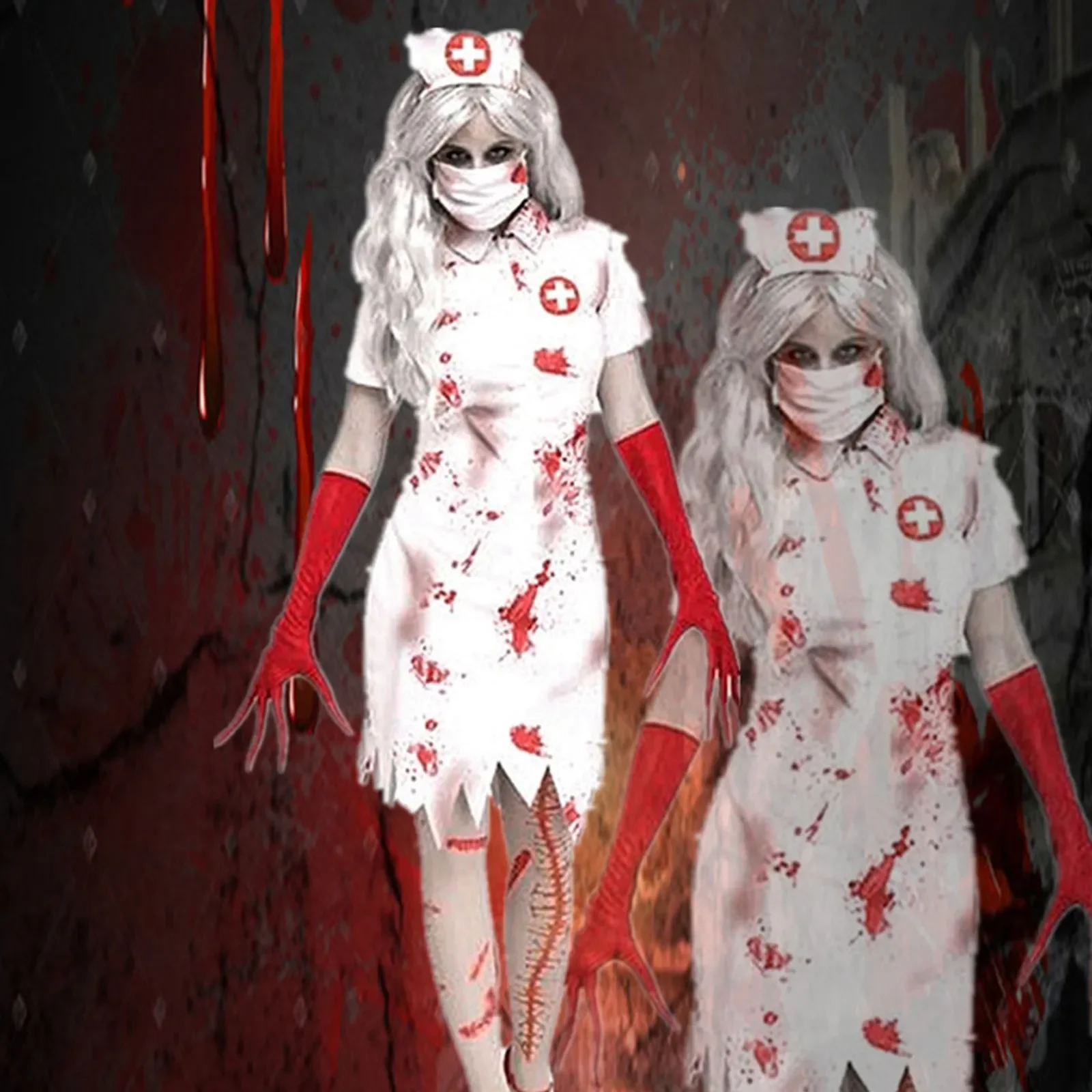 

Halloween Cosplay Horror Nurse Costumes Dress Clothing for Women School Uniform Carnival Dress Up Outfit Party Disfraz Hombre