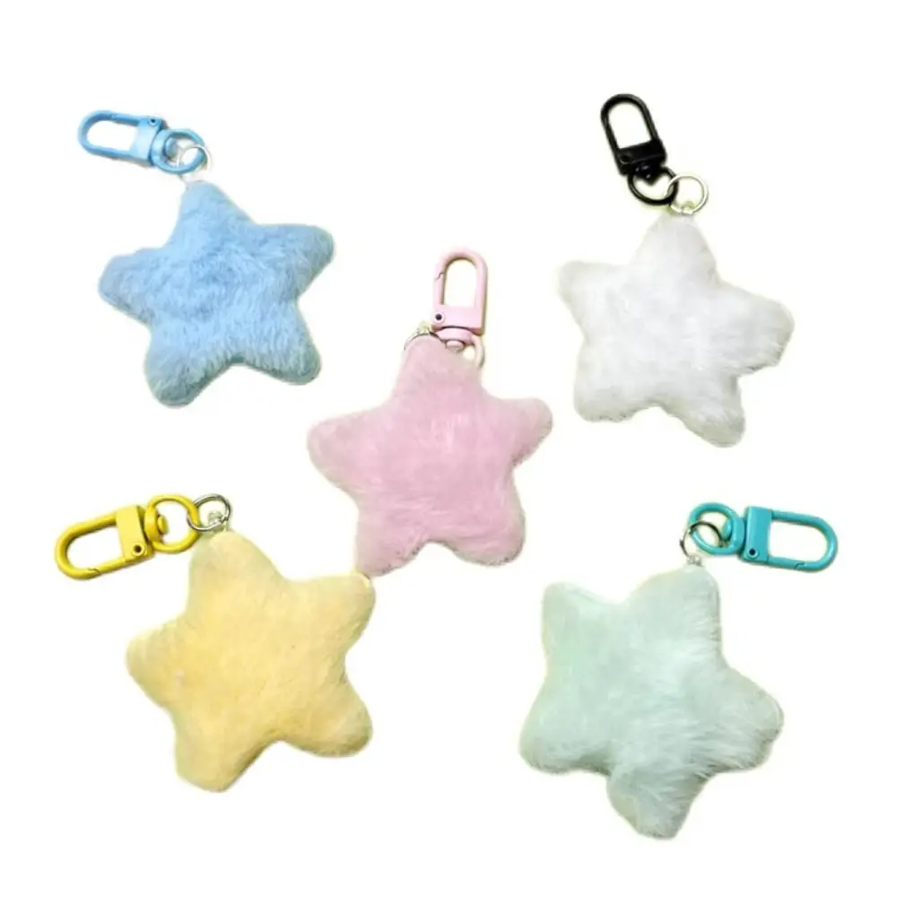 Fluffy Fur Multicolour Star Key Ring Pentagram Plush Doll Stars Plush Keyring Pom Pom Starfish Fluffy Stars Backpack Pendant