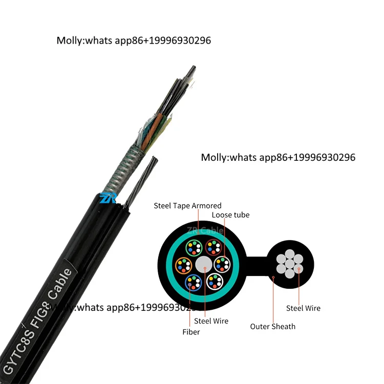 Cable de bajada FTTH blindado para exteriores, 4, 6, 8, 12, 24, 36, 48, 72, 96, 144 hilos, tipo Figura 8, GYFTC8S, GYTC8S, GYFTC8Y, GYTC8Y