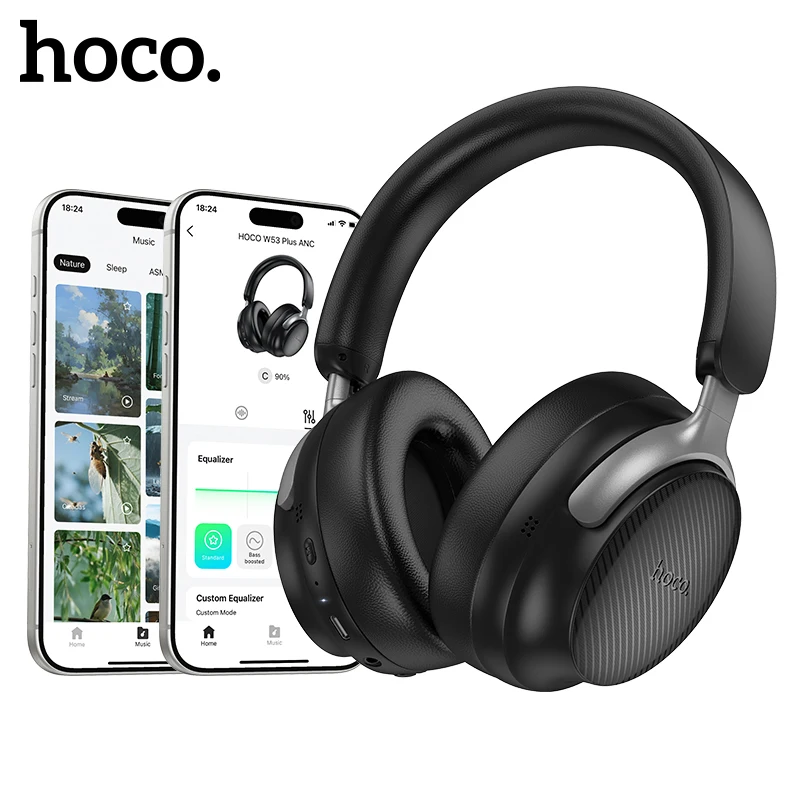 

HOCO ANC Noise Cancellation Wireless Bluetooth 5.4 Headphones HiFi Audio Stereo Earbuds App Control EQ Mode Music Sport Earphone