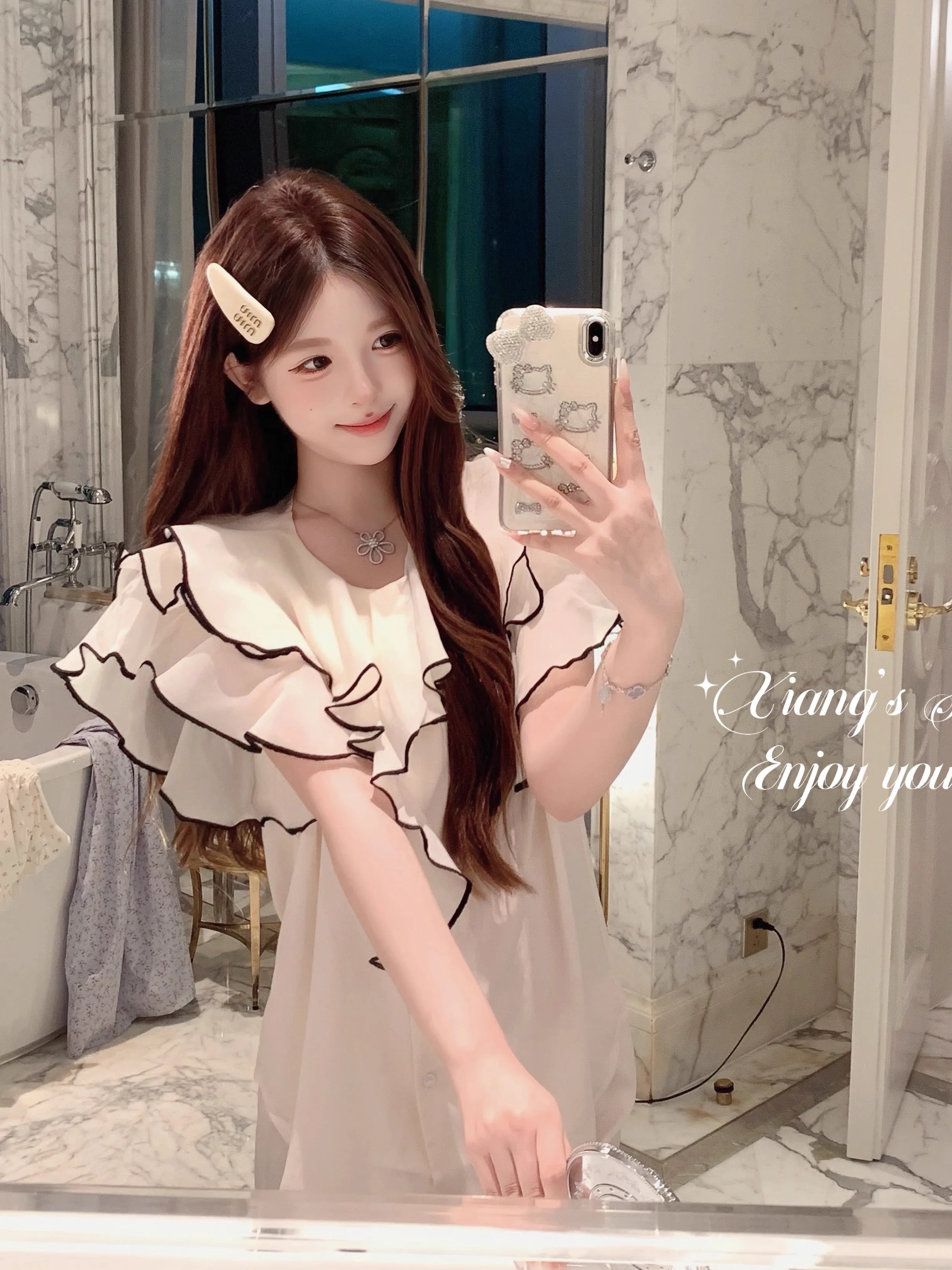 Japanese Original High-end Chiffon Ruffle Edge Pajamas Sweet Girl 2025 Summer Casual and Comfortable Loungewear