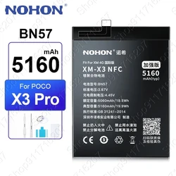 NOHON BN57 5160mAh Replacement Battery for Xiaomi Pocophone X3 Pro X3Pro POCO X3 NFC Lithium Polymer Phone Batteries + Tools