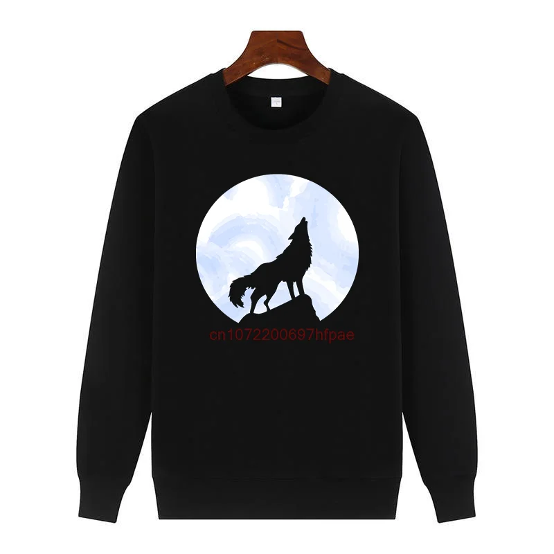 

Howling Wolf At Blue Moon, модные толстовки с капюшоном и графикой, новые толстовки с капюшоном, зимний толстый свитер, толстовка, мужская одежда